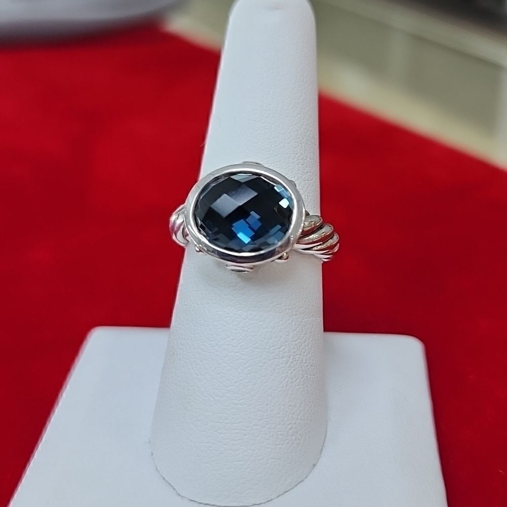 AUTHENTIC David Yurman 925 Sterling Silver London Blue Topaz & Amethyst Ring
